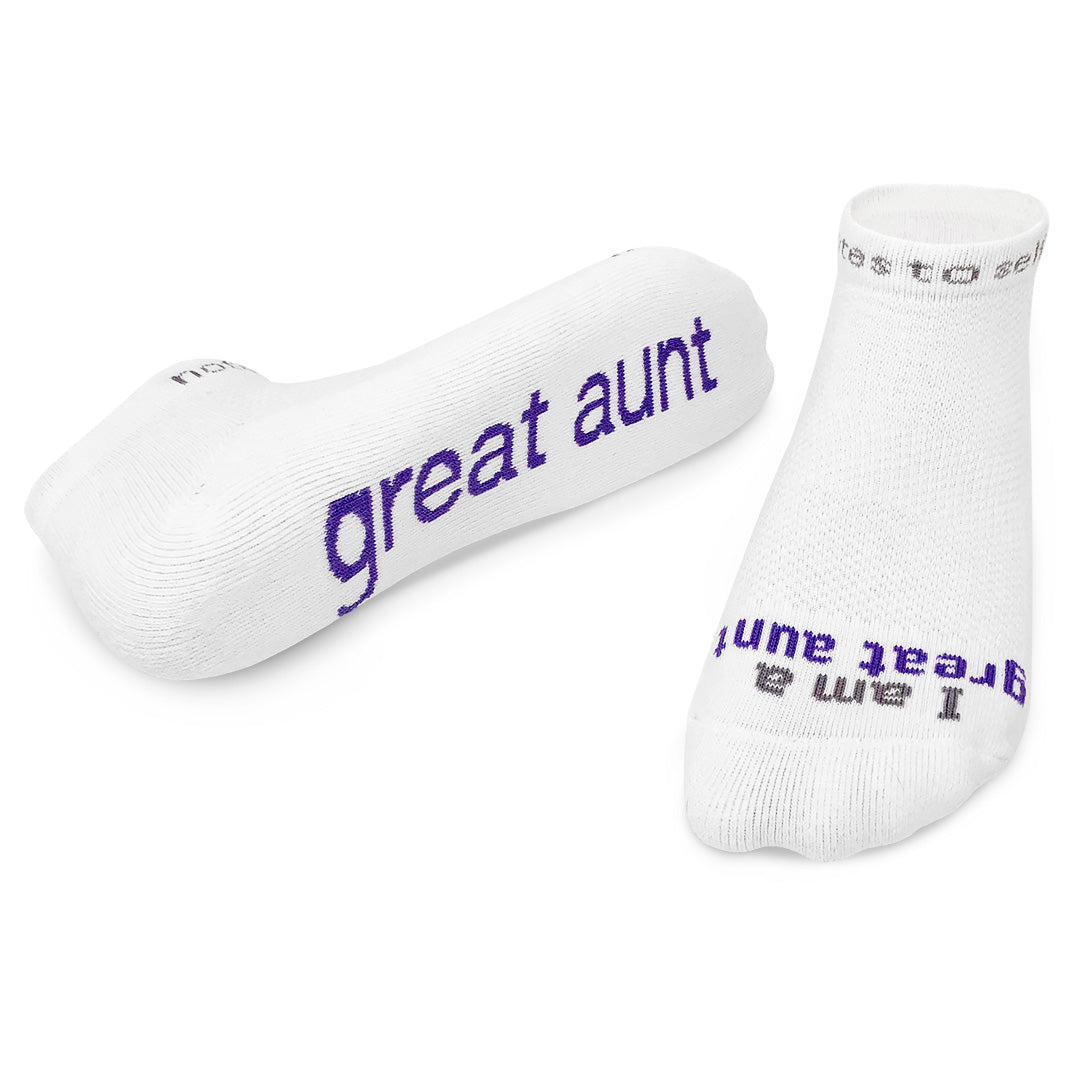 I am a great aunt™ socks | white low cut socks | notes to self® – notes to  self® socks