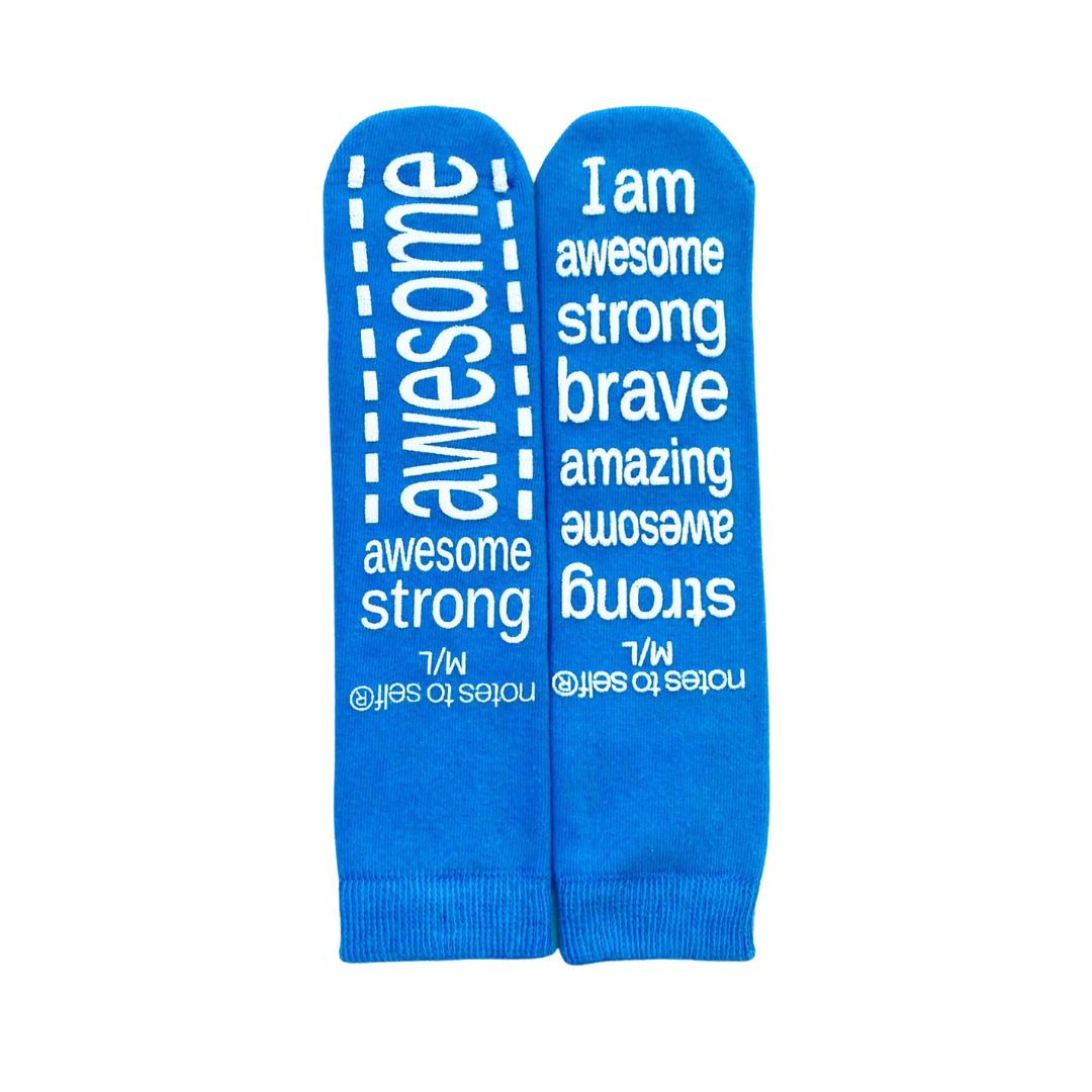 I am brave orange gripper socks