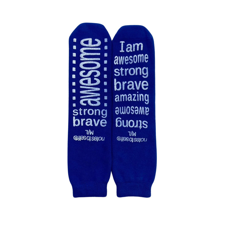 Royal blue hospital-type gripper socks