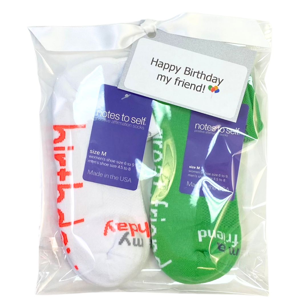 Happy birthday my friend 2 pair socks gift bag set
