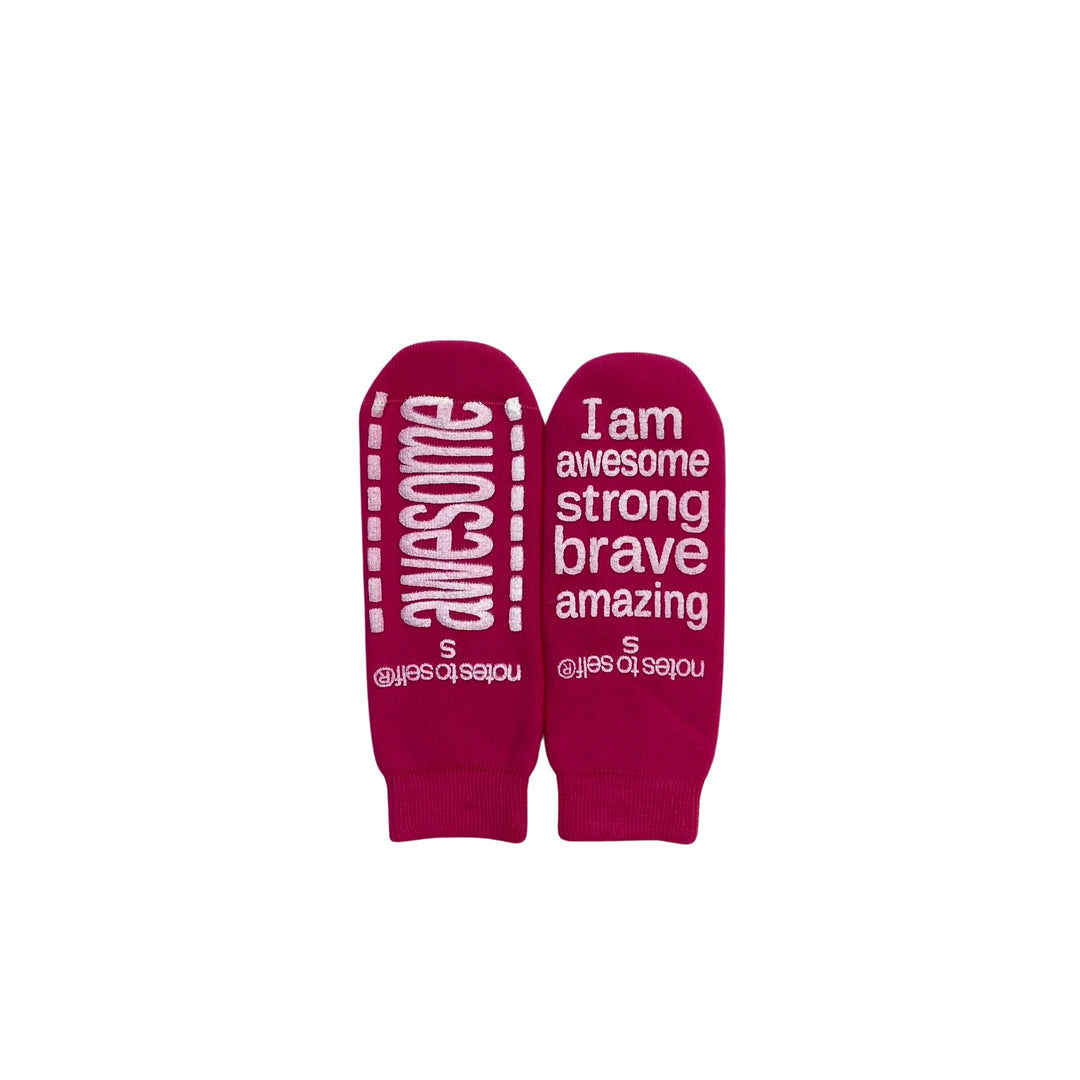 Pink hospital-type gripper socks