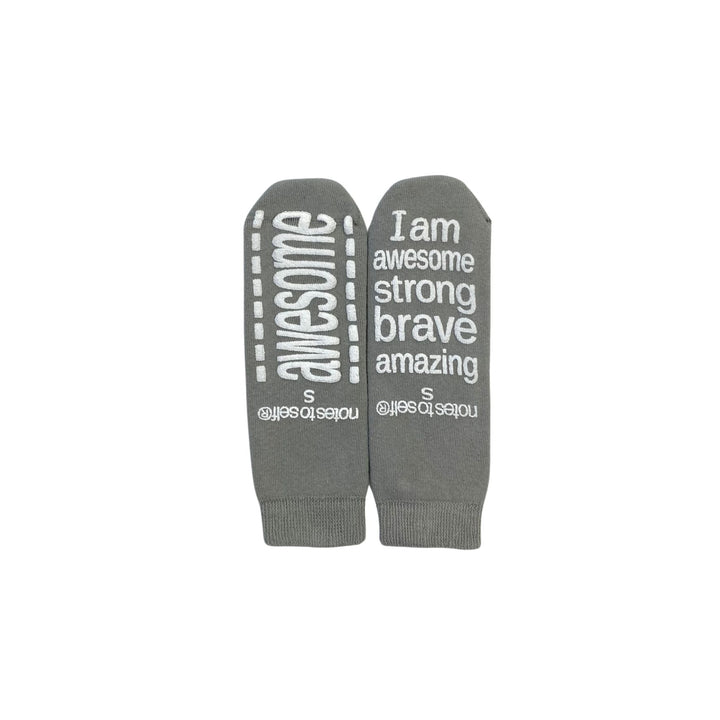 Grey hospital-type gripper socks