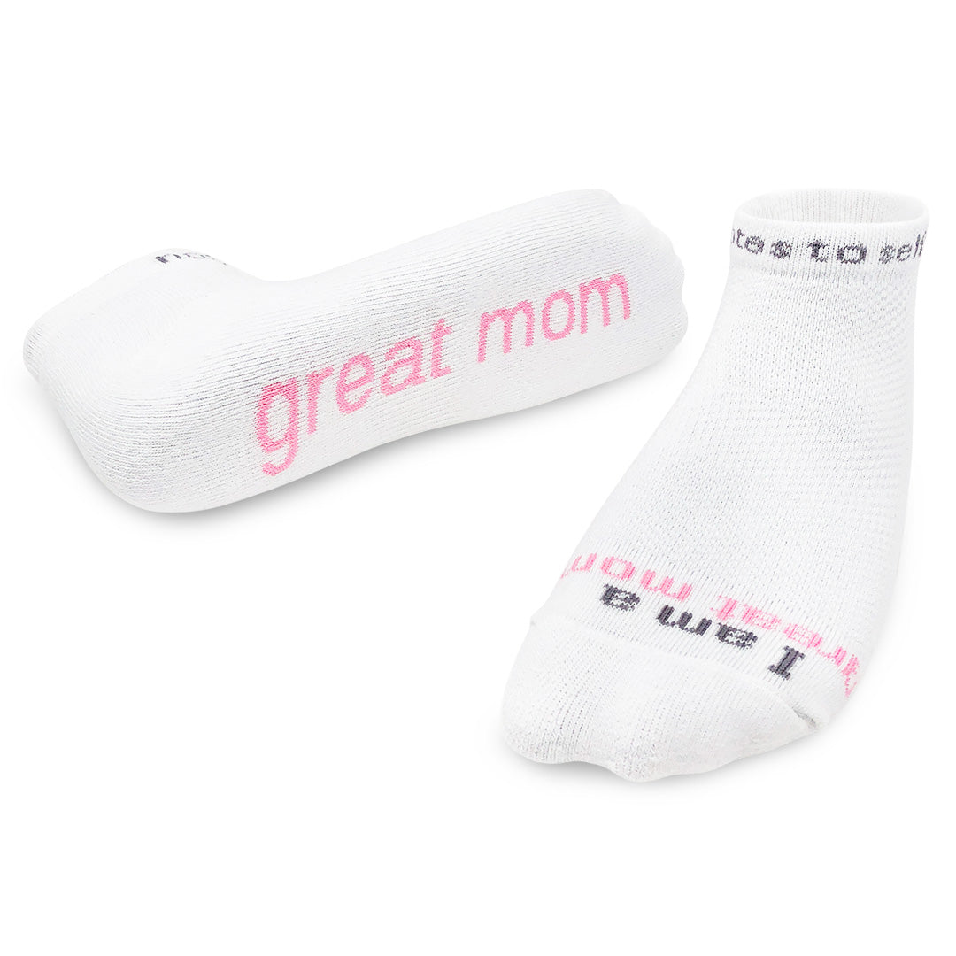 ornament with I am a great mom™ white socks