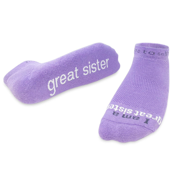 I am a great sister® lilac low-cut socks