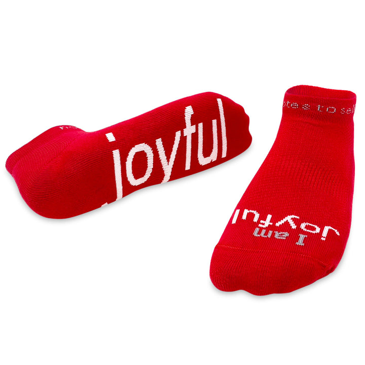 ornament with I am joyful™ red socks