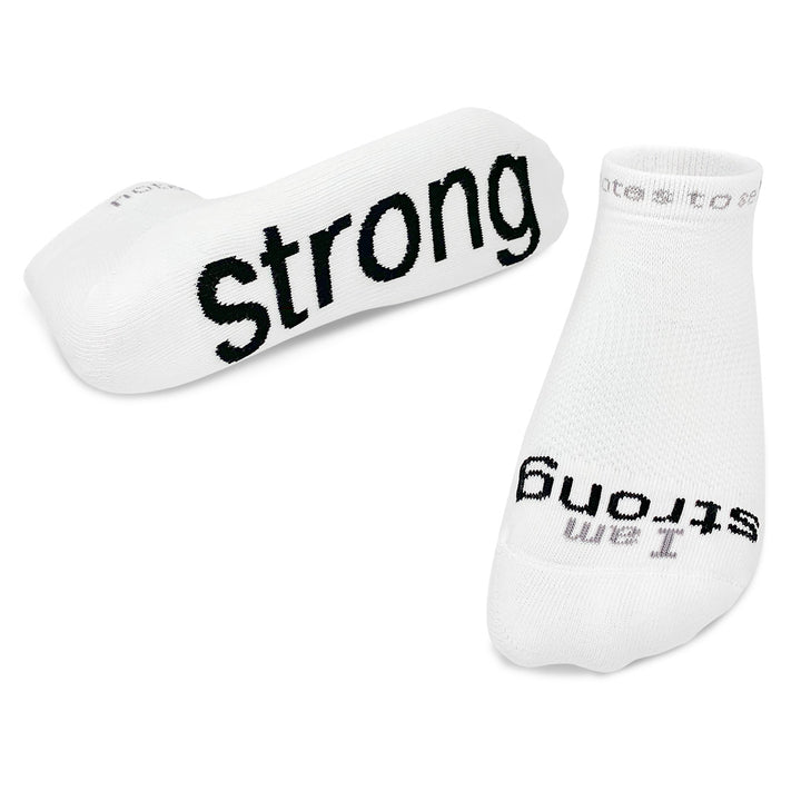 ornament with I am strong™ white socks