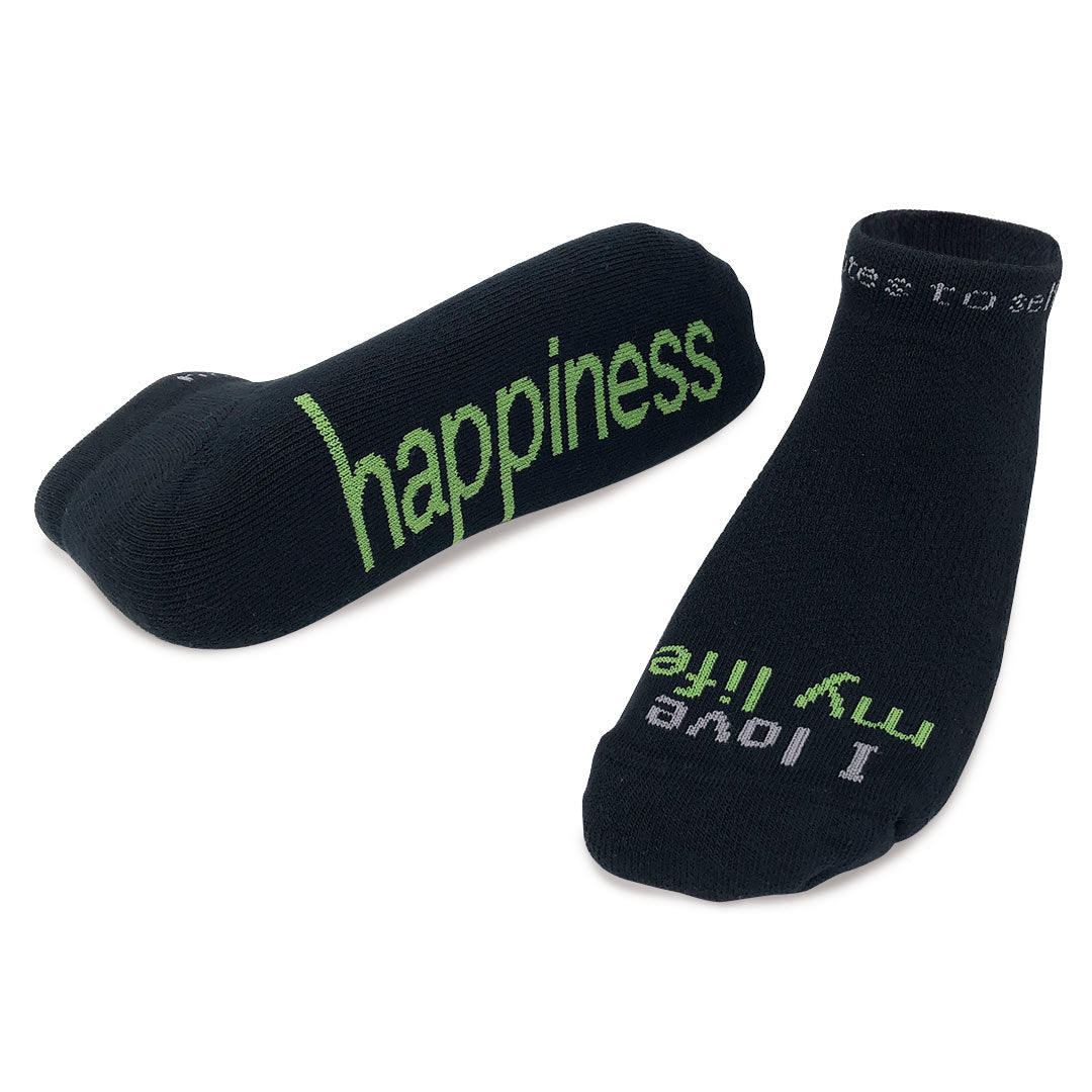 ornament with I love my life - happiness black socks