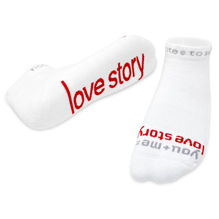 ornament with YOU + ME = LOVE STORY™ white socks