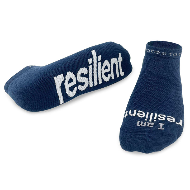 I am resilient™ blue low-cut socks