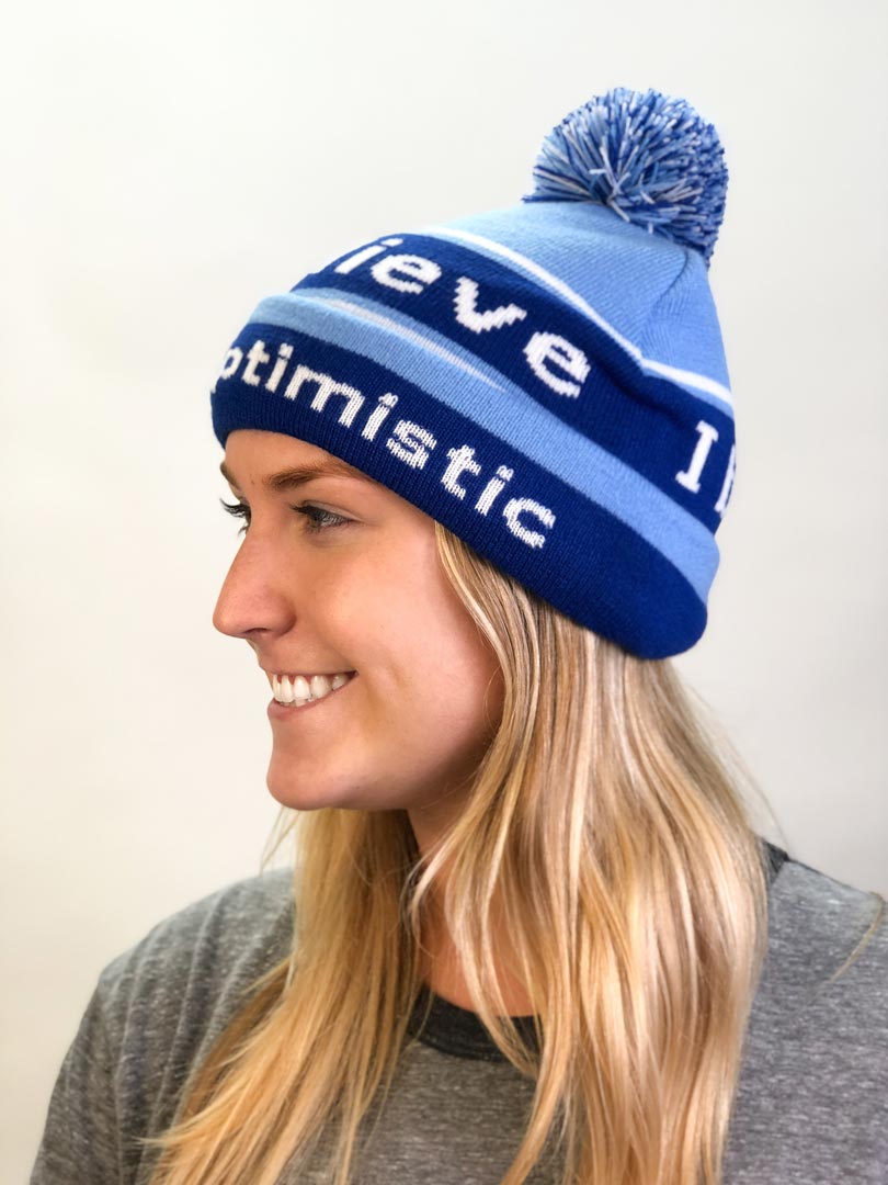 i believe beanie hat in blue shown with double cuff