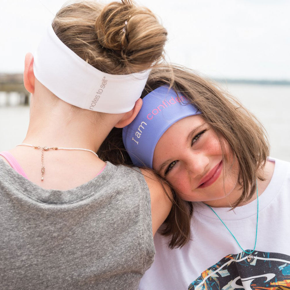 i am confident periwinkle purple headband with positive message