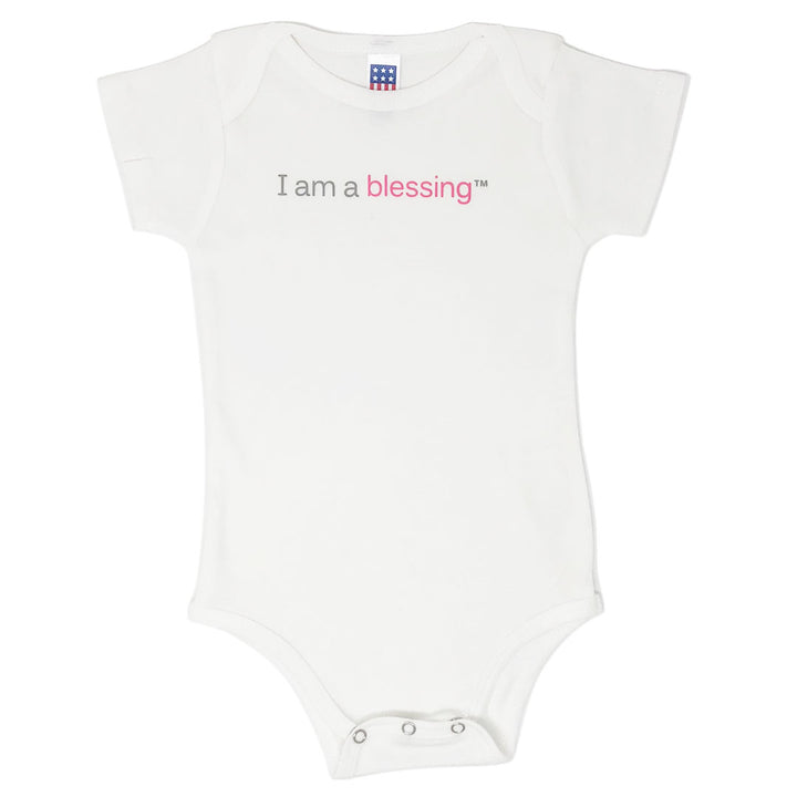 i am a blessing white and pink baby one-piece shirt