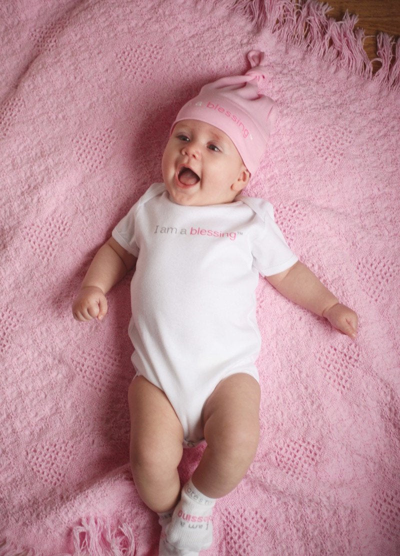 i am a blessing white and pink baby one-piece shirt