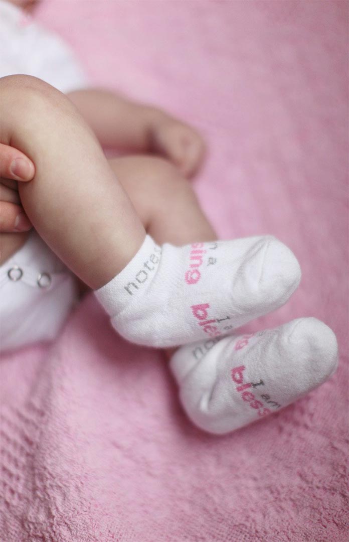 I am a blessing® white baby girl socks (3-12 mo)