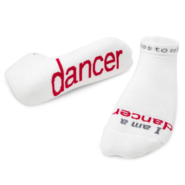 I am a dancer' socks, white low-cut socks