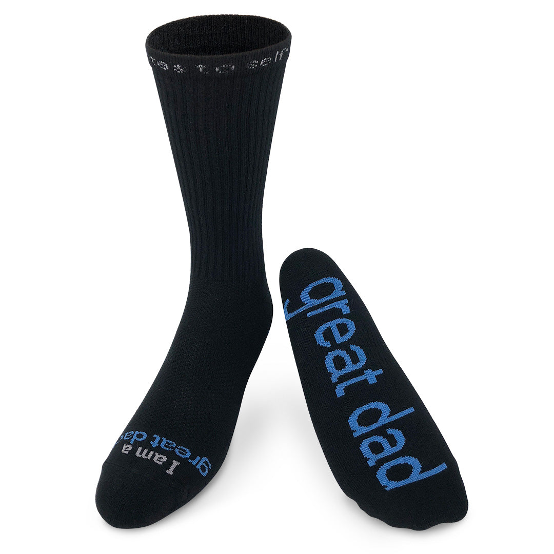 i am a great dad black performance crew socks