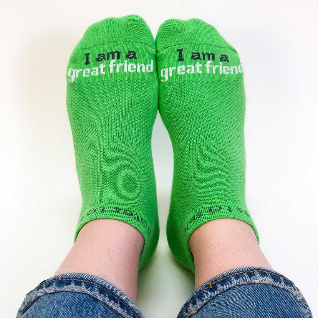 i am a great friend socks in green