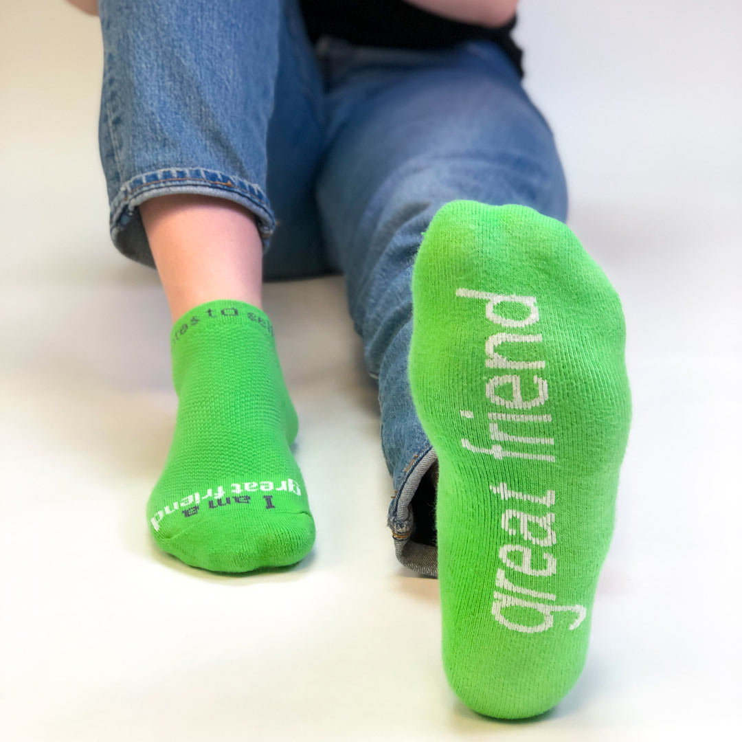 i am a great friend socks in green