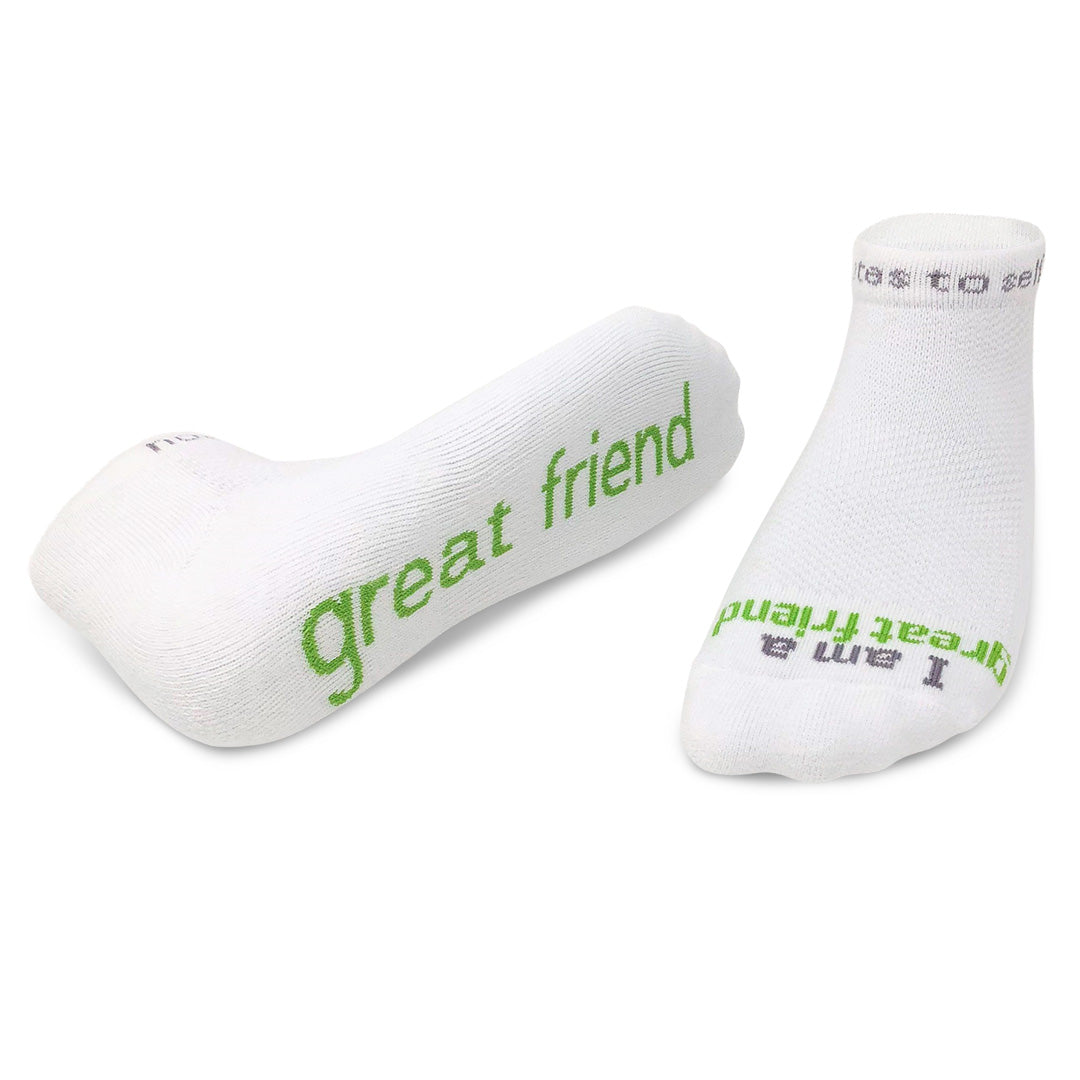 i am a great friend white low cut socks