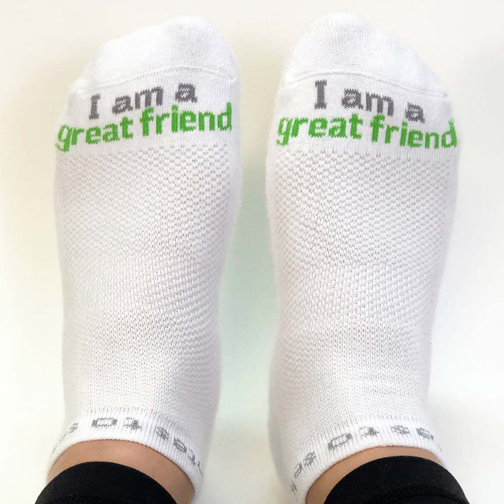 i am a great friend white socks