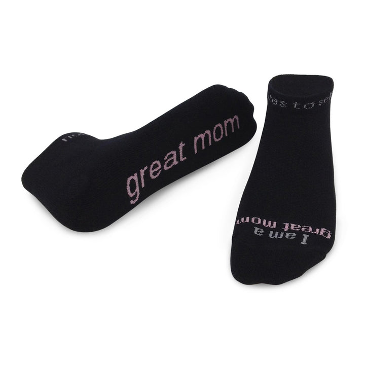 i am a great mom black low cut socks