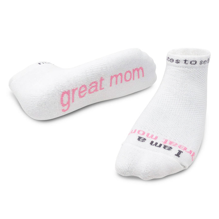 i am a great mom white low cut socks