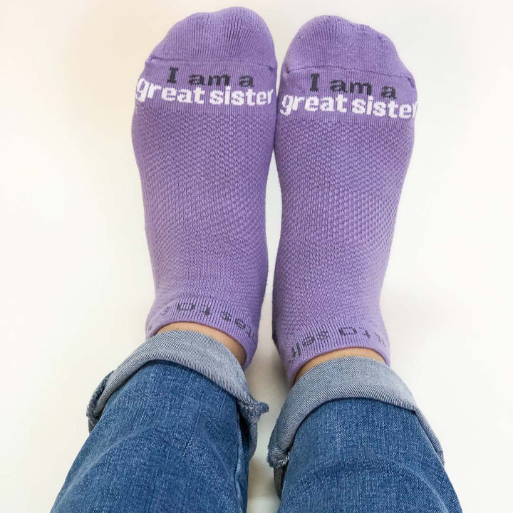 i am a great sister socks for women with inspirational words