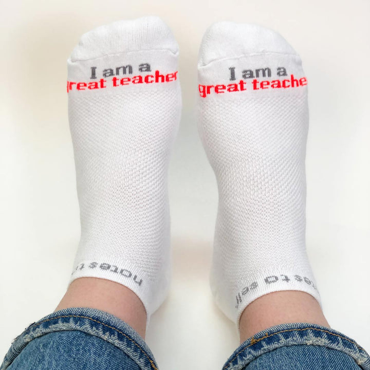 i am a great teacher socks with positive message