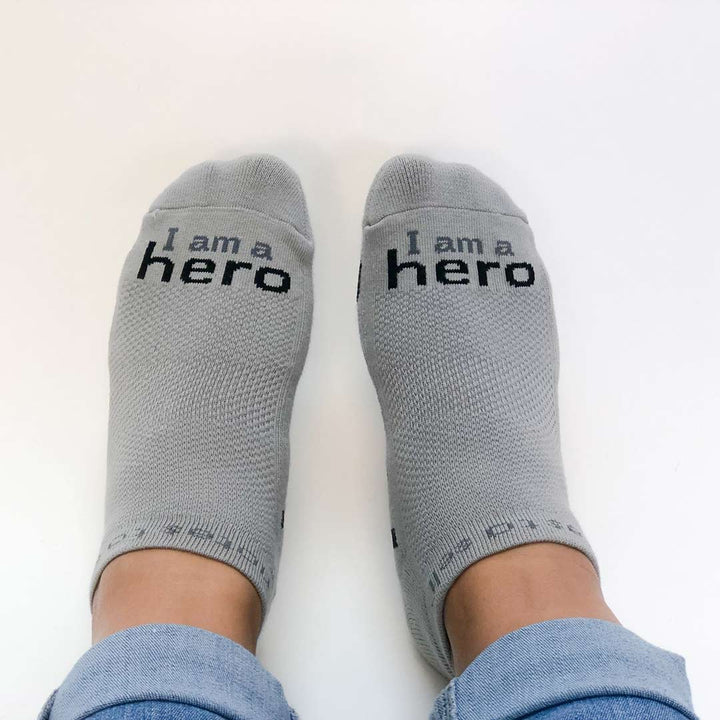 i am a hero socks with inspirational words