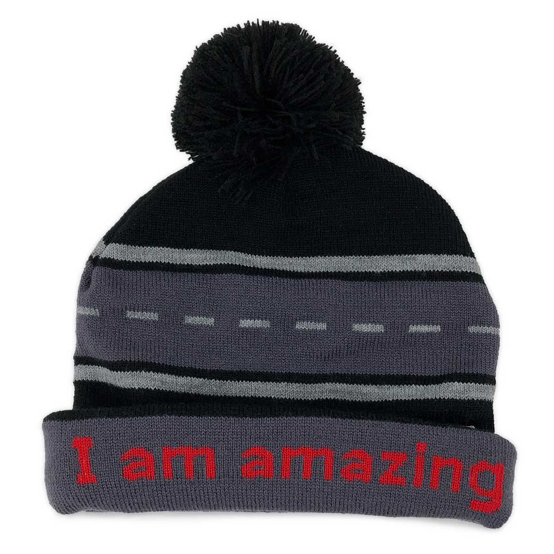 i am amazing beanie hat with positive affirmation inside