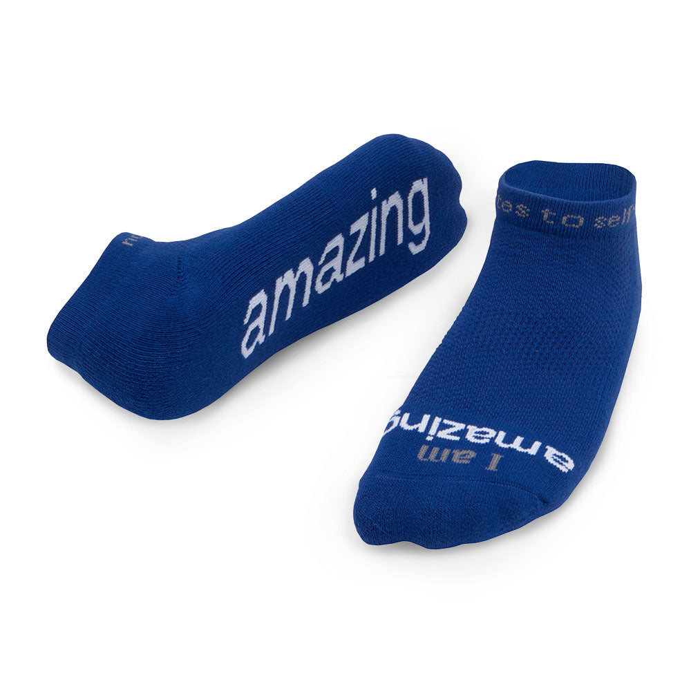 i am amazing blue low cut socks