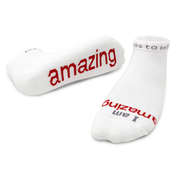 i am amazing white low cut socks