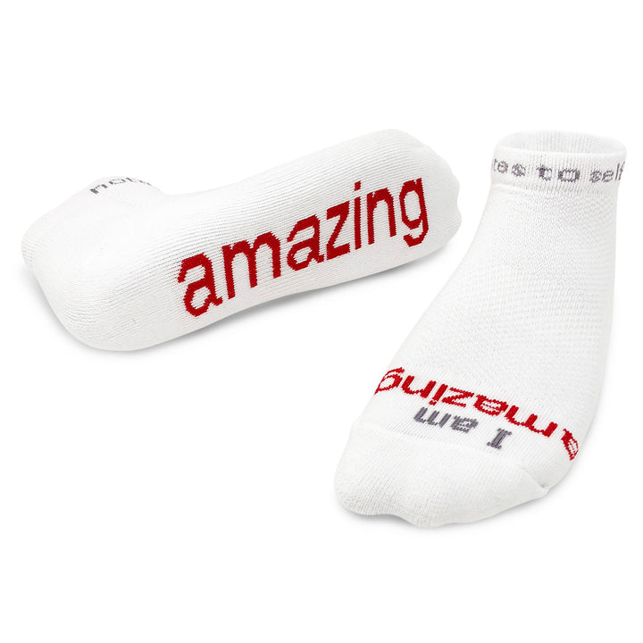 I am amazing white low cut socks