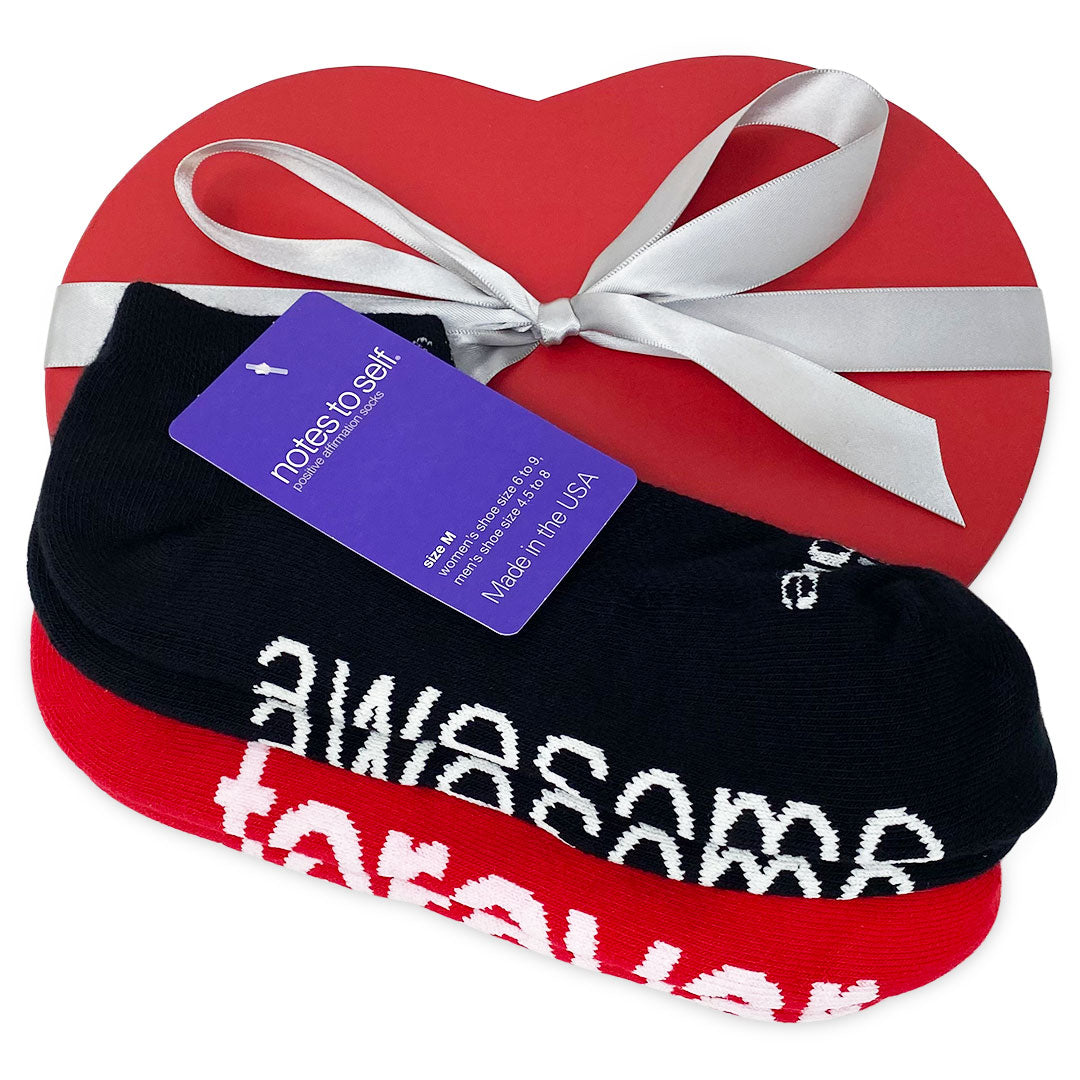 sock gift set i am awesome socks i love you forever socks in red heart box