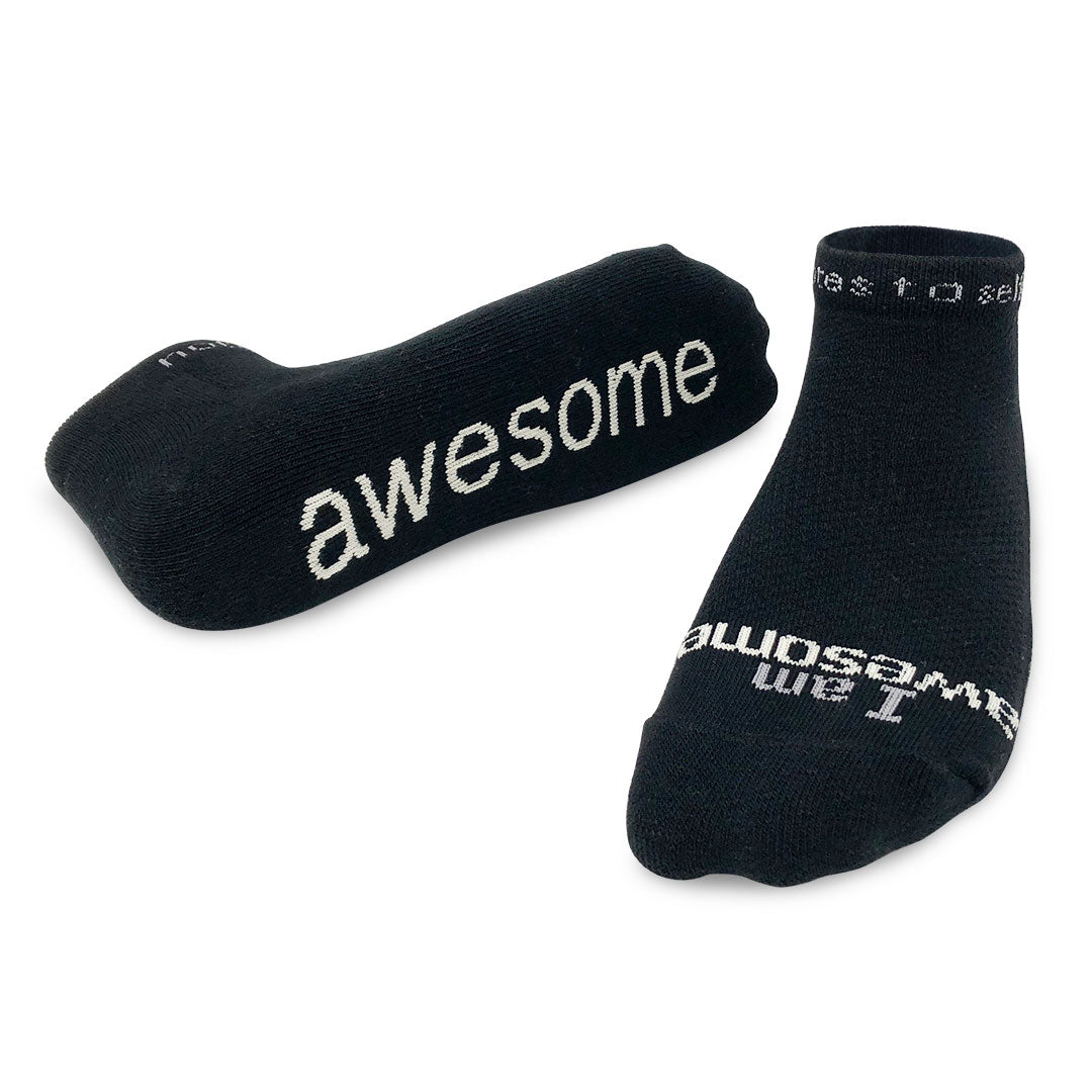 i am awesome black low cut socks