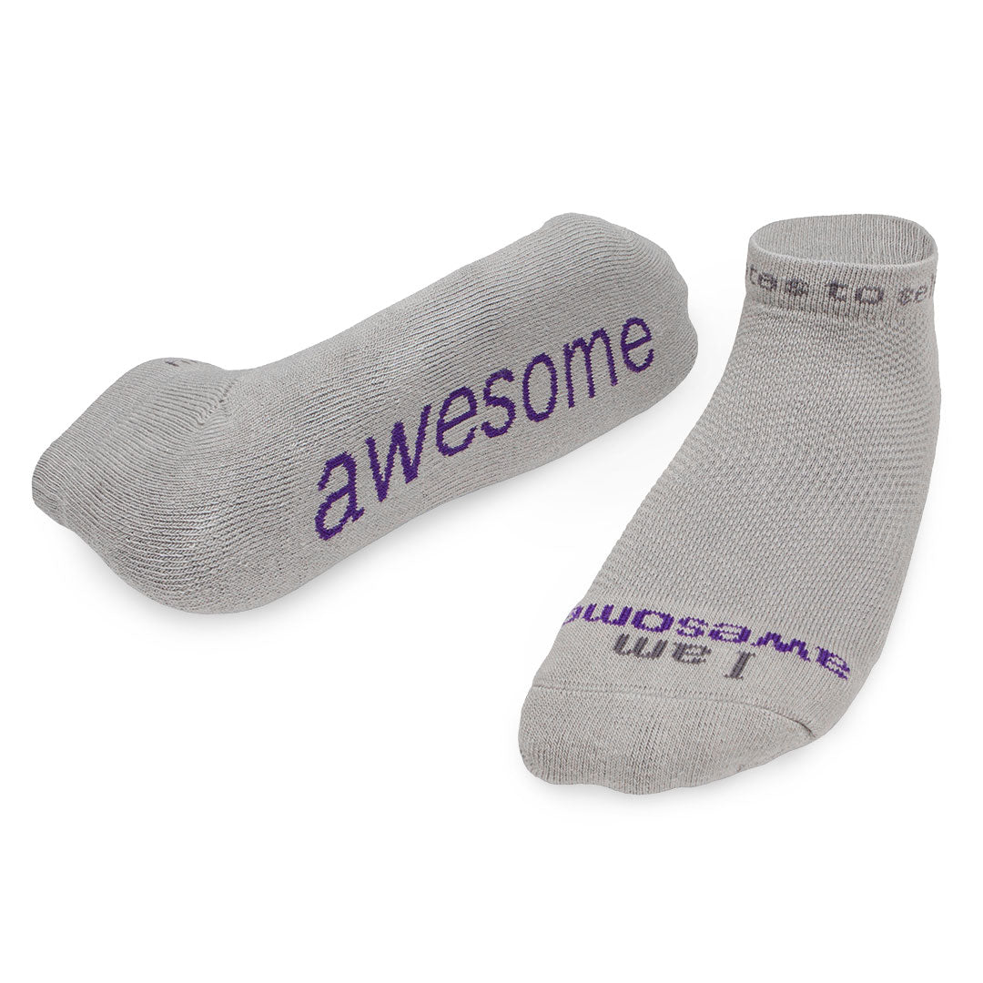 I am awesome grey low cut socks