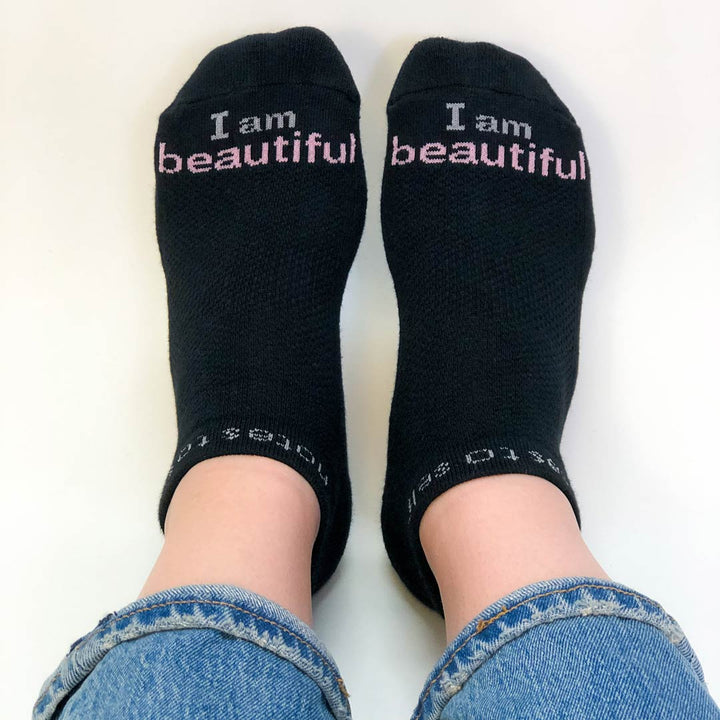 i am beautiful black socks for women