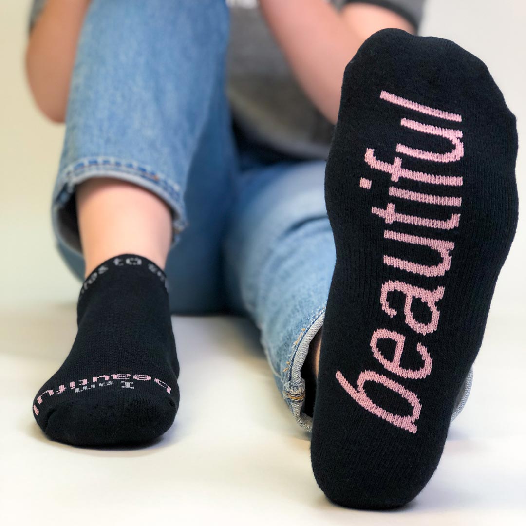 i am beautiful black socks for women