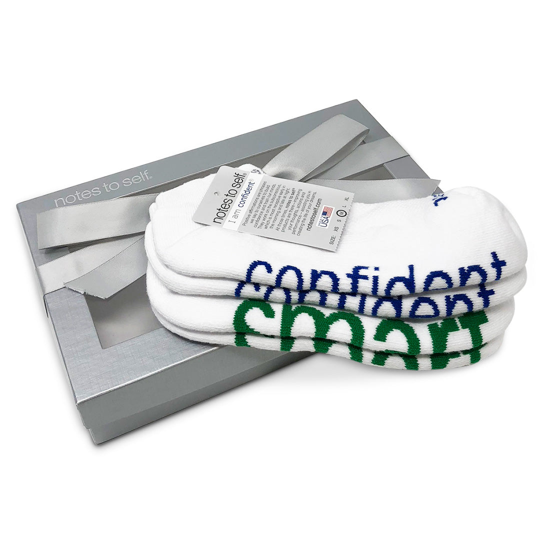 sock gift set i am confident socks i am smart socks in silver gift box