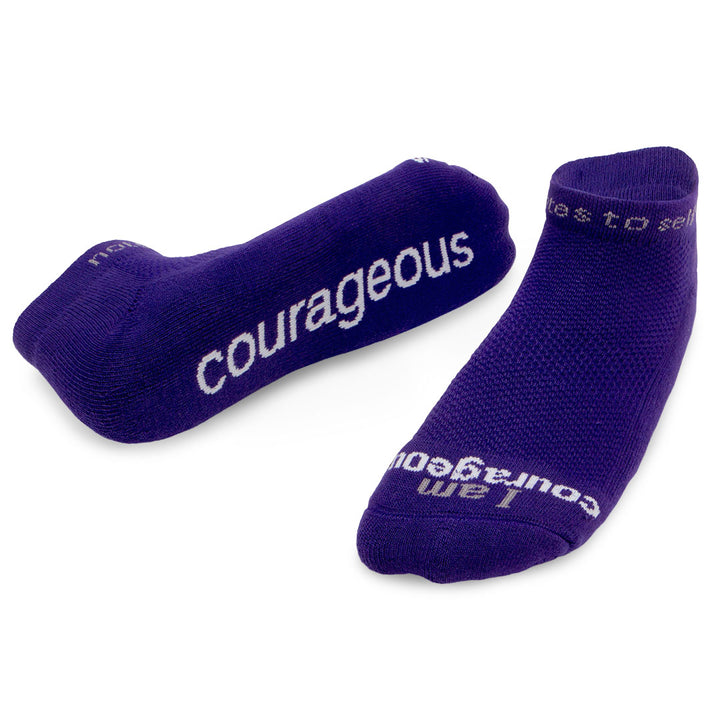 i am courageous purple low cut socks