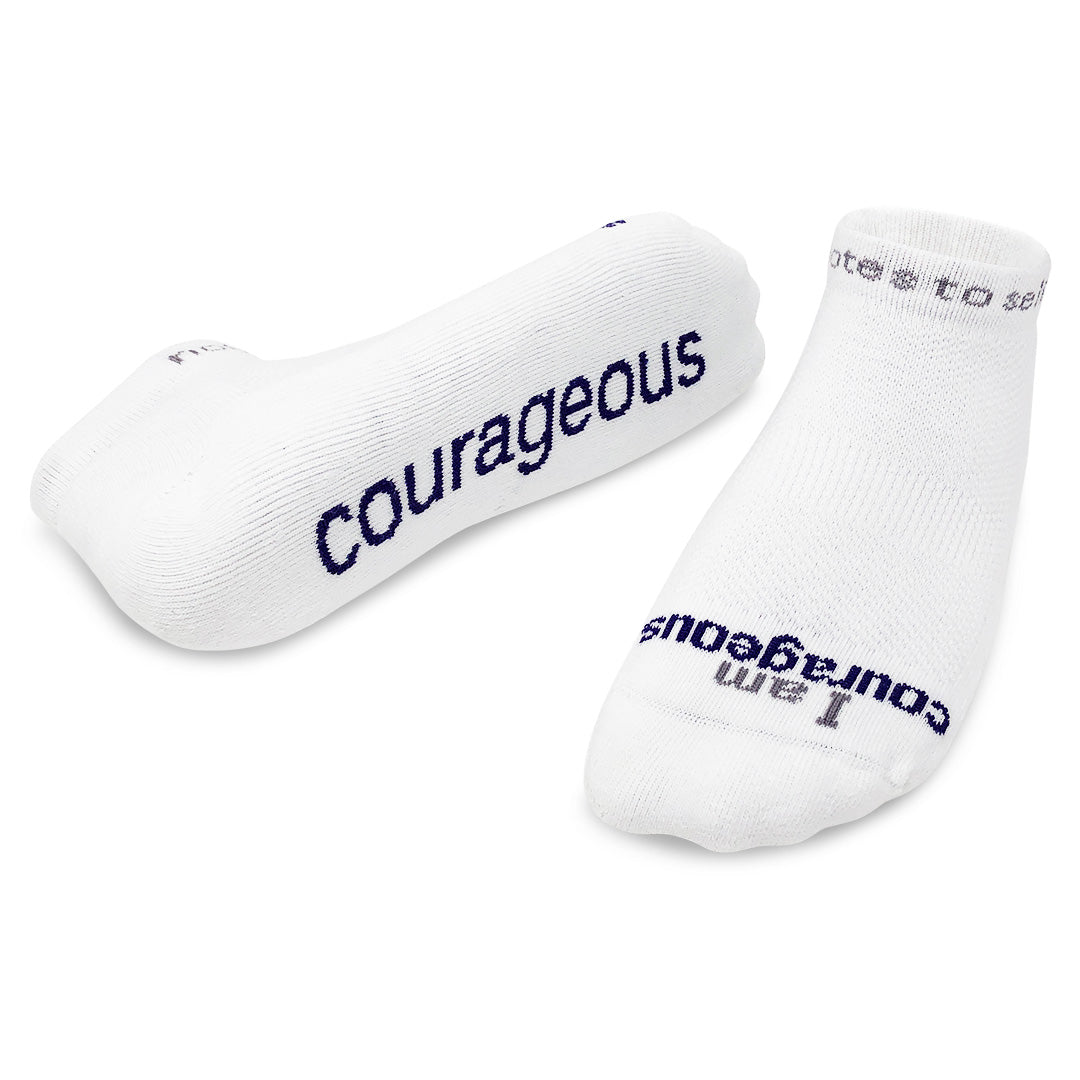 I am courageous white low cut socks