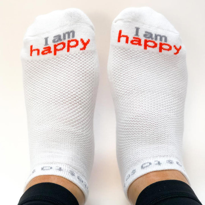 i am happy socks white