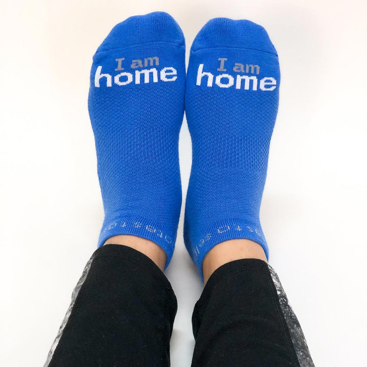 i am home family socks with positive message