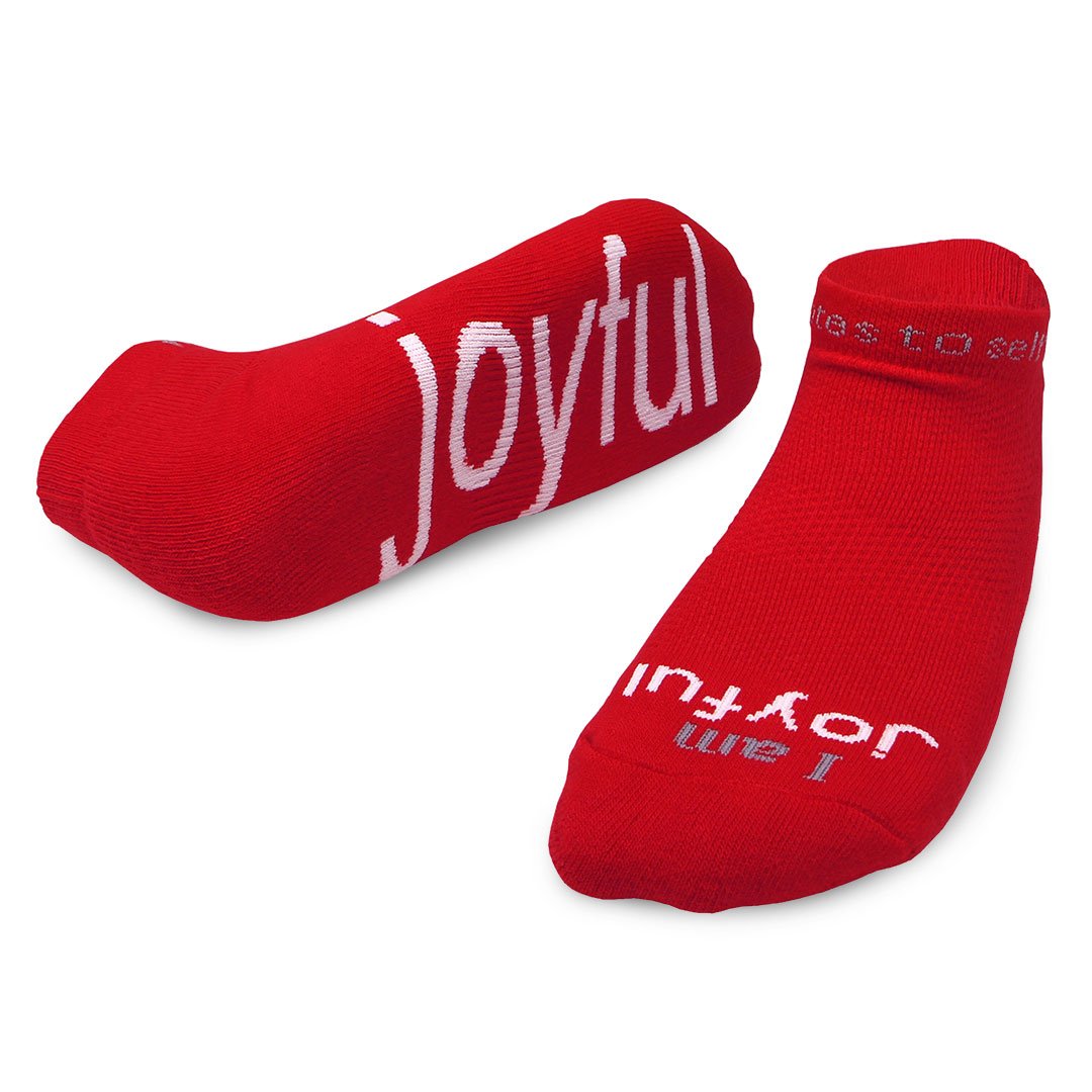 i am joyful red low cut socks