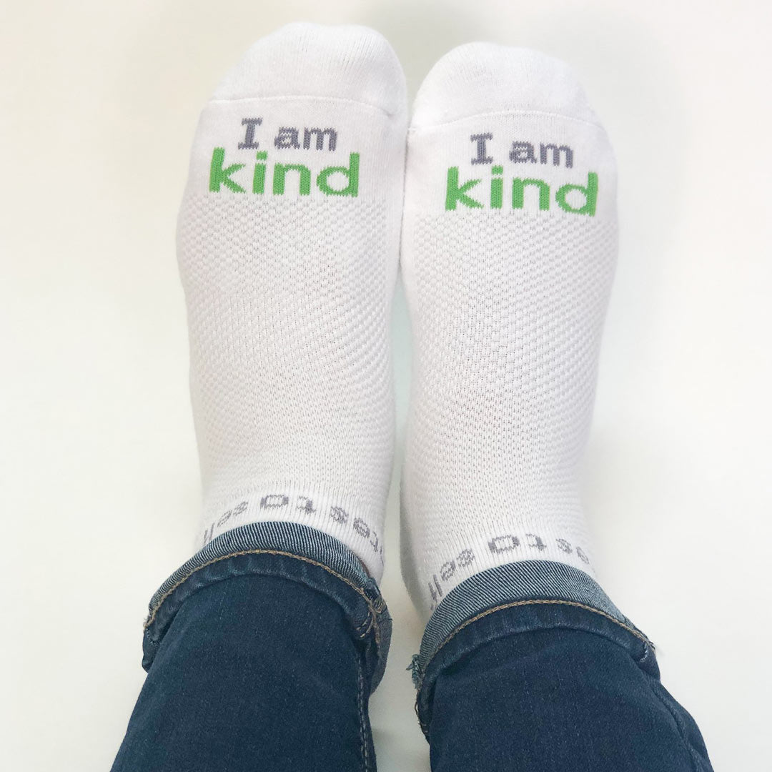 i am kind socks with positive message