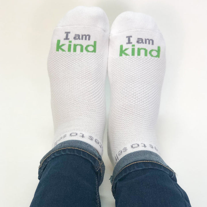 i am kind socks with positive message