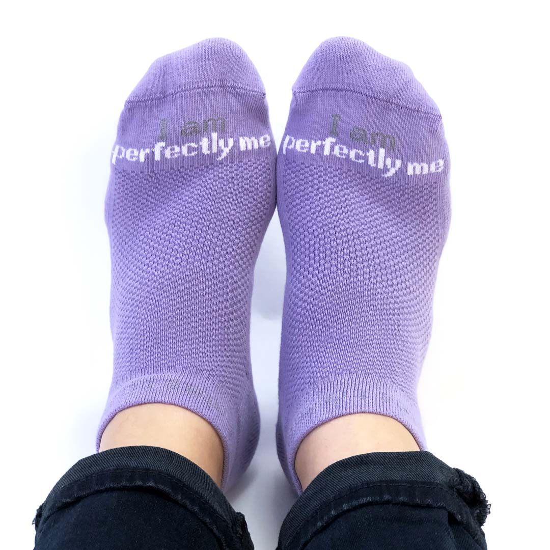 I am perfectly me socks in light purple lilac