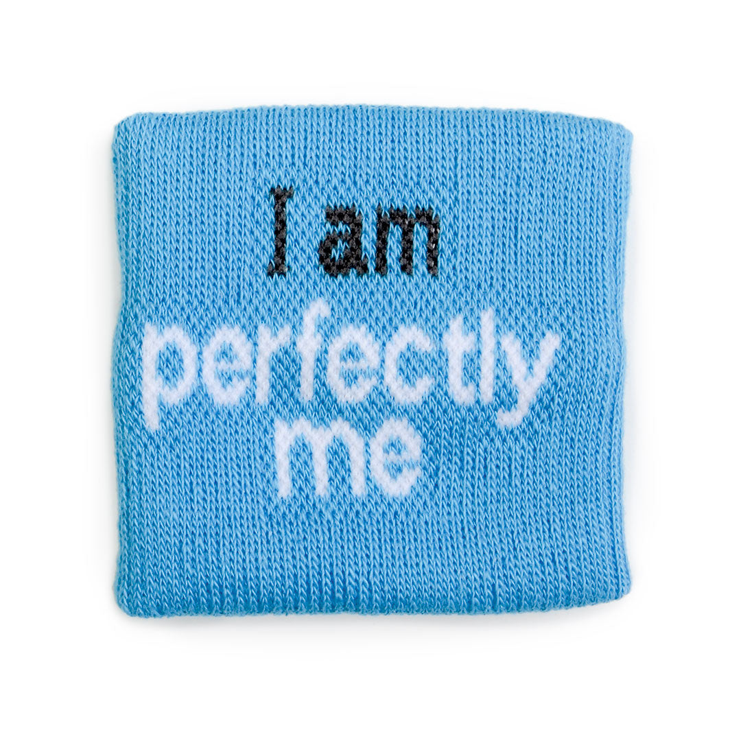 i am perfectly me aqua blue wristband with positive message