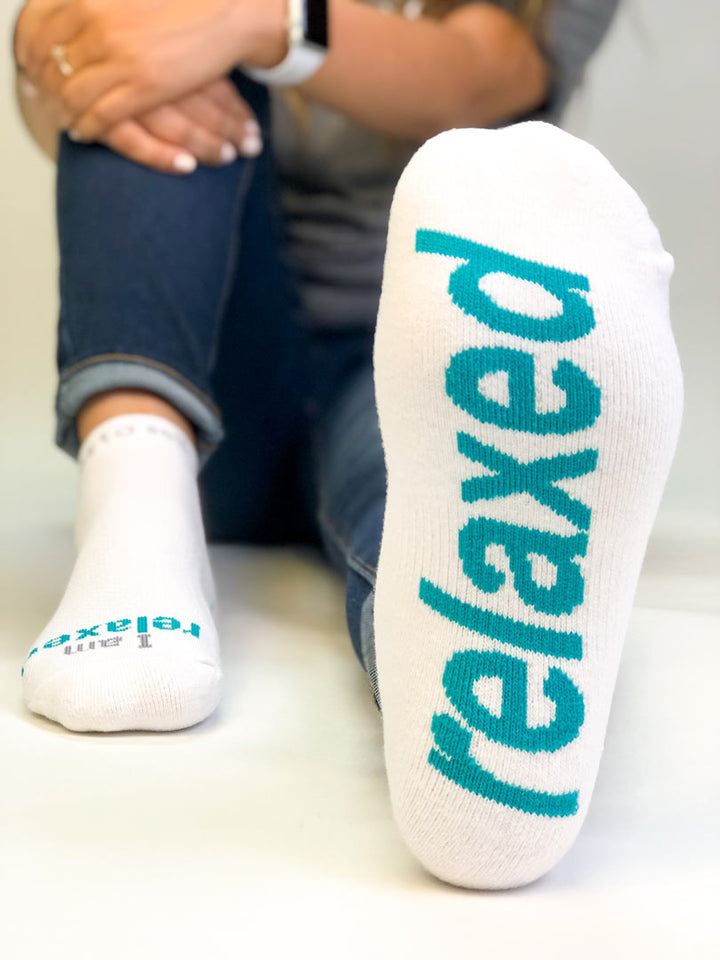 i am relaxed socks with inspirational message