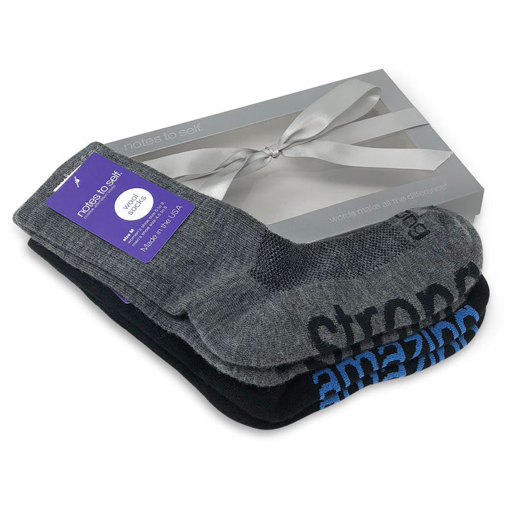 wool sock gift set i am amazing socks i am strong socks in silver gift box